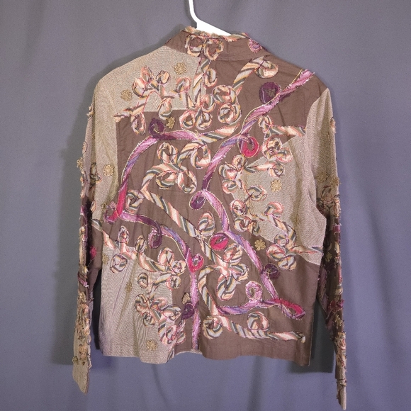 Life Style Lightweight Button Down Jacket Size Small Artsy Art To Wear - Picture 6 of 9